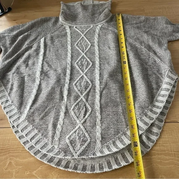 Maddison Boho Oversized Chunky Knit Turtleneck Sweater Cozychic Poncho - Picture 8 of 14